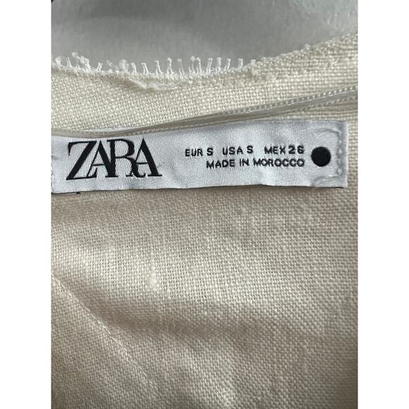 Zara Sleeveless Lace Detail V Neck Ivory Cream Cotton Top size Small - Picture 4 of 6